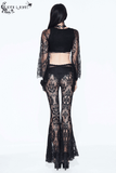 Women's Black Lace Flare Pants: Gothic Elegance Trousers