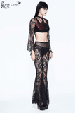 Women's Black Lace Flare Pants: Gothic Elegance Trousers