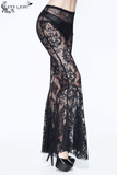 Women's Black Lace Flare Pants: Gothic Elegance Trousers