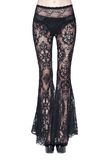 Women's Black Lace Flare Pants: Gothic Elegance Trousers