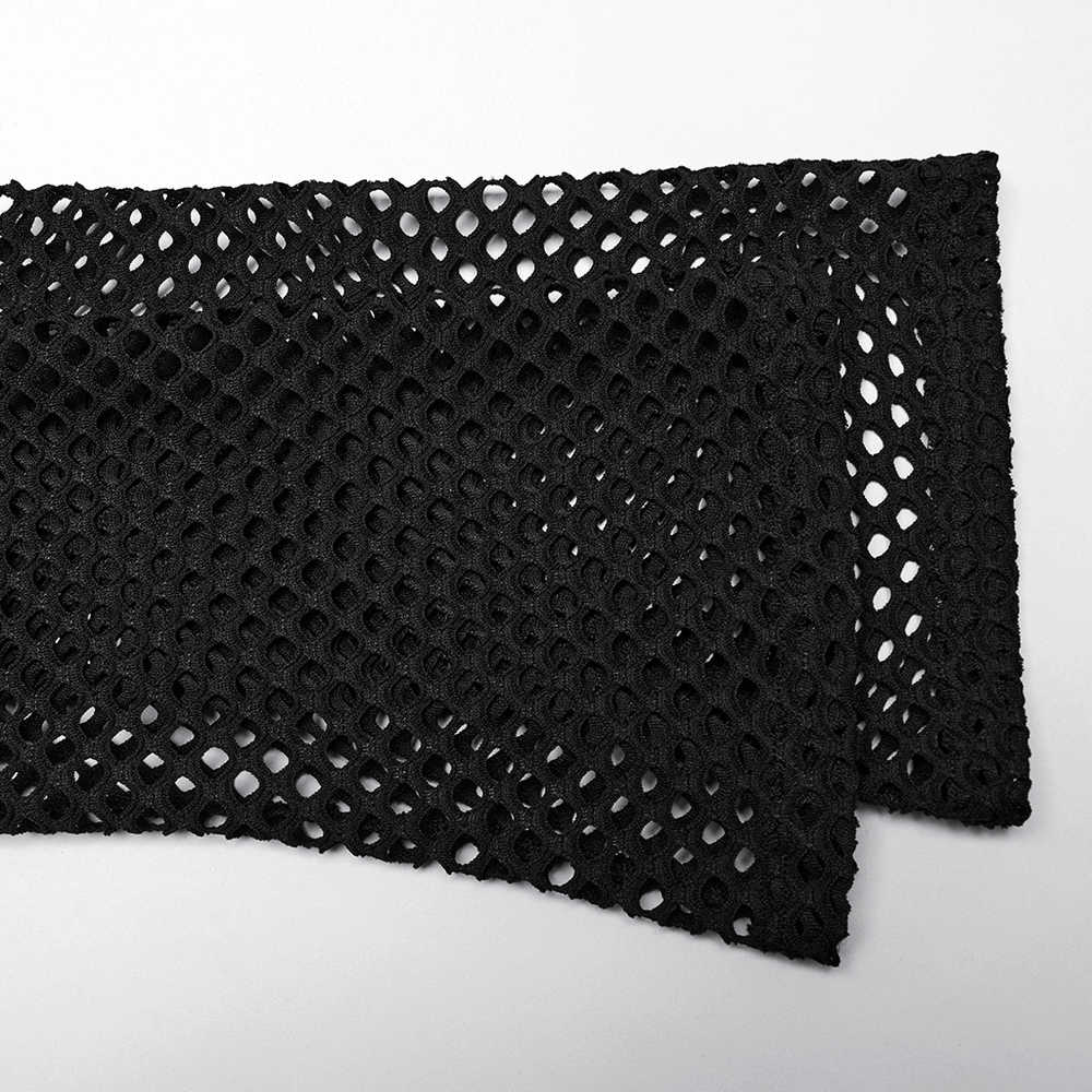 Women's Black Mesh Zipper Top with Long Sleeves