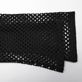 Women's Black Mesh Zipper Top with Long Sleeves