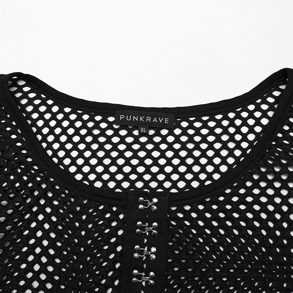 Women's Black Mesh Zipper Top with Long Sleeves