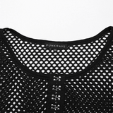 Women's Black Mesh Zipper Top with Long Sleeves