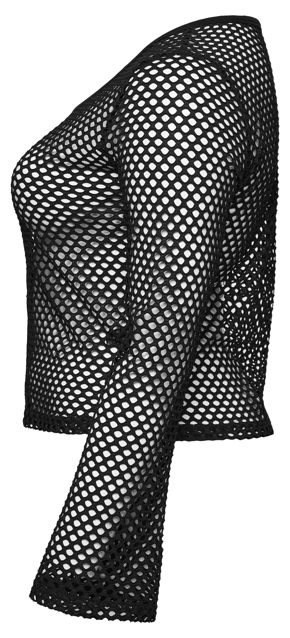Women's Black Mesh Zipper Top with Long Sleeves