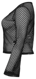 Women's Black Mesh Zipper Top with Long Sleeves