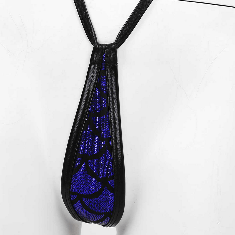 Women's Erotic Mermaid Swimsuit with Fish Scale Pattern / Shiny Metallic Micro Sling Monokini - EVE's SECRETS