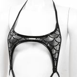 Women's Erotic Mermaid Swimsuit with Fish Scale Pattern / Shiny Metallic Micro Sling Monokini - EVE's SECRETS