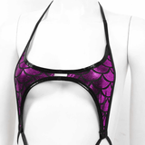 Women's Erotic Mermaid Swimsuit with Fish Scale Pattern / Shiny Metallic Micro Sling Monokini - EVE's SECRETS