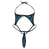 Women's Erotic Mermaid Swimsuit with Fish Scale Pattern / Shiny Metallic Micro Sling Monokini - EVE's SECRETS