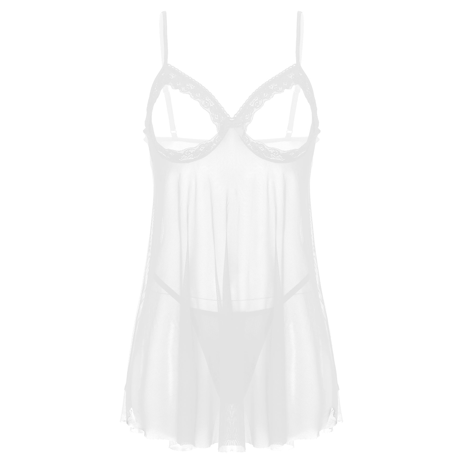 Women's Erotic Sleepwear / Sexy Nightwear with Open Cup / Mesh Lingerie with G-string - EVE's SECRETS