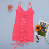 Women's Erotic Transparent Deep Neck Dress / Sexy Lace-up Backless Female Outfits - EVE's SECRETS