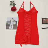 Women's Erotic Transparent Deep Neck Dress / Sexy Lace-up Backless Female Outfits - EVE's SECRETS