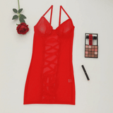 Women's Erotic Transparent Deep Neck Dress / Sexy Lace-up Backless Female Outfits - EVE's SECRETS