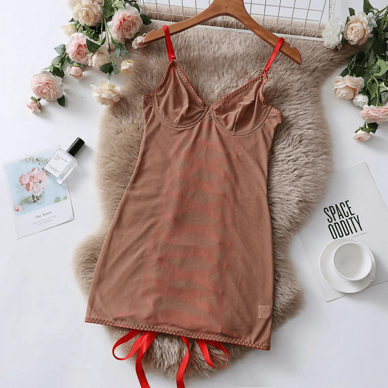 Women's Erotic Transparent Deep Neck Dress / Sexy Lace-up Backless Female Outfits - EVE's SECRETS