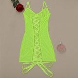 Women's Erotic Transparent Deep Neck Dress / Sexy Lace-up Backless Female Outfits - EVE's SECRETS