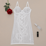 Women's Erotic Transparent Deep Neck Dress / Sexy Lace-up Backless Female Outfits - EVE's SECRETS
