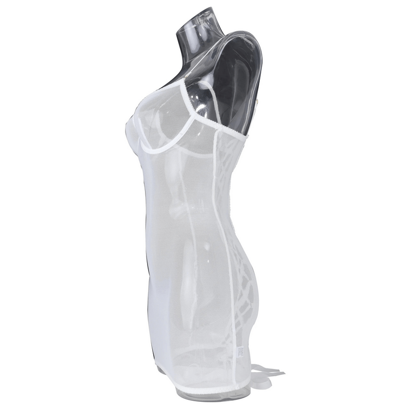 Women's Erotic Transparent Deep Neck Dress / Sexy Lace-up Backless Female Outfits - EVE's SECRETS