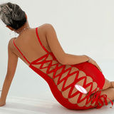 Women's Erotic Transparent Deep Neck Dress / Sexy Lace-up Backless Female Outfits - EVE's SECRETS