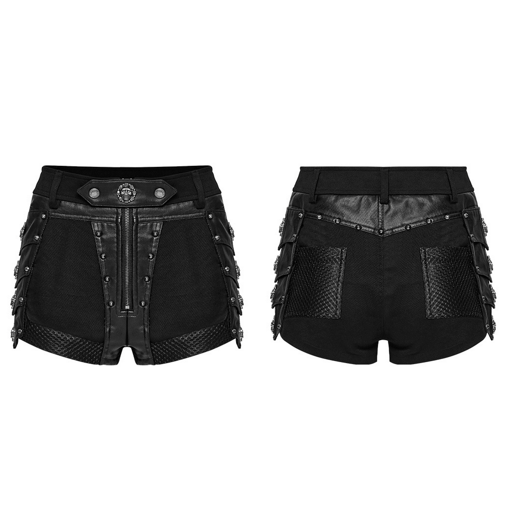 Women's Gothic High Waist Mesh Shorts with Studs