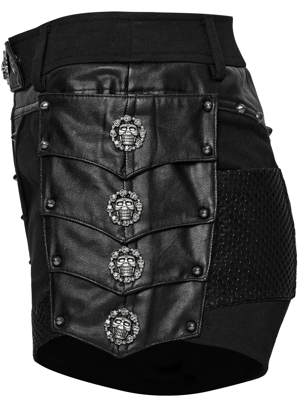 Women's Gothic High Waist Mesh Shorts with Studs