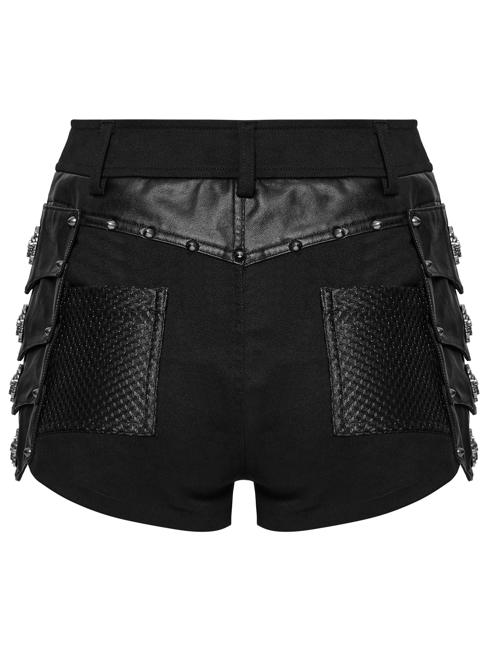 Women's Gothic High Waist Mesh Shorts with Studs