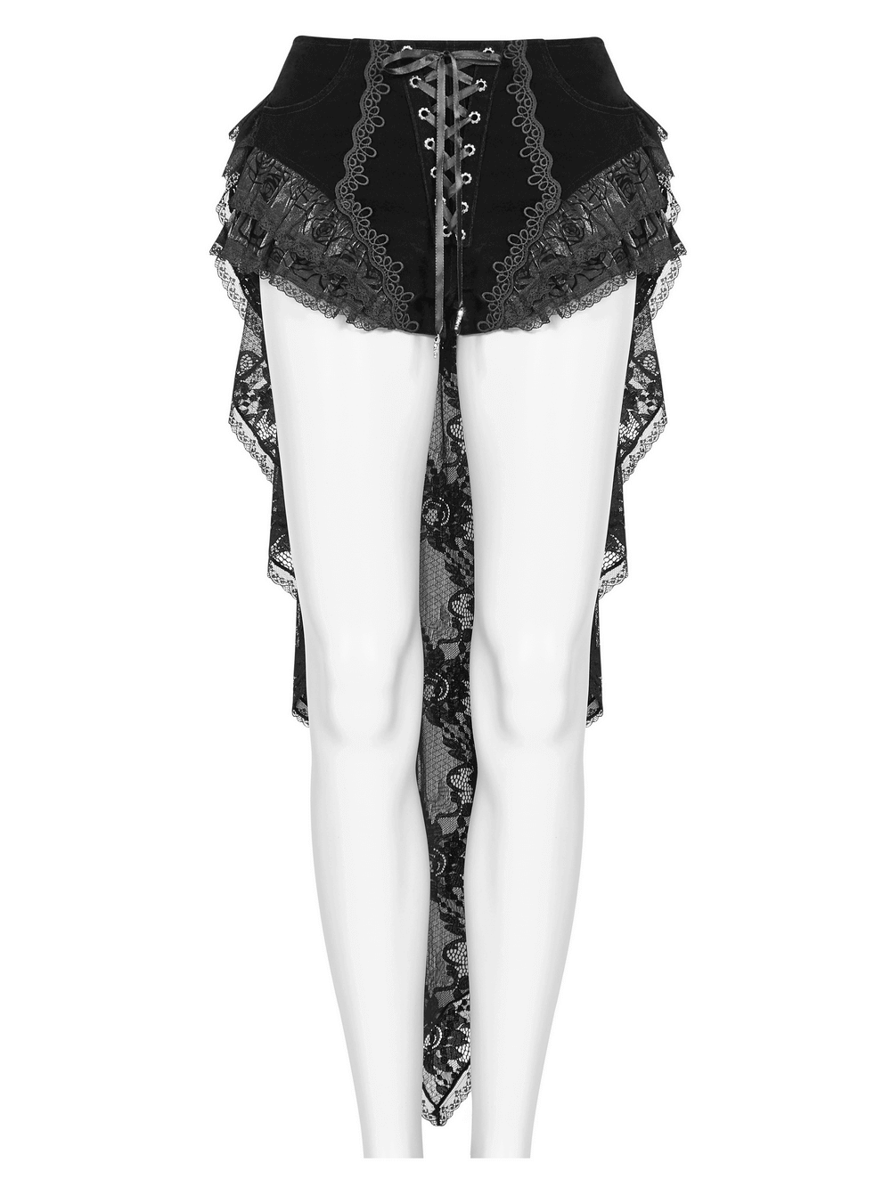 Women's Gothic Swallow Tail Shorts with Delicate Lace Trim