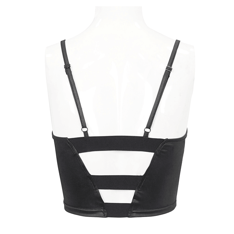Women's Grunge Crop Top with Lace-up And Net Front