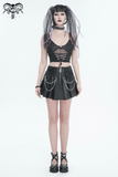 Women's Grunge Crop Top with Lace-up And Net Front