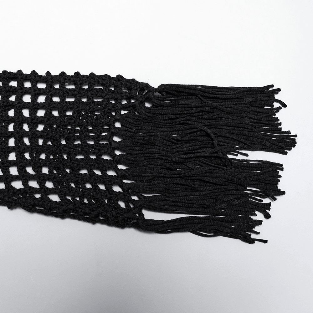 Women's Hollow Out Knit Sweater with Tassel Details