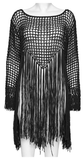 Women's Hollow Out Knit Sweater with Tassel Details