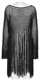 Women's Hollow Out Knit Sweater with Tassel Details