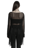 Women's Hollow Out Knit Sweater with Tassel Details