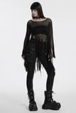 Women's Hollow Out Knit Sweater with Tassel Details