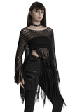 Women's Hollow Out Knit Sweater with Tassel Details