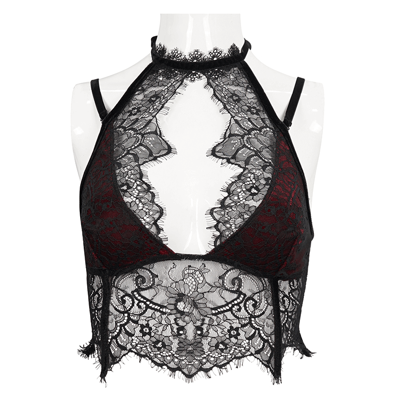 Women's Lace Velvet Bra: Sexy Red and Black Lingerie