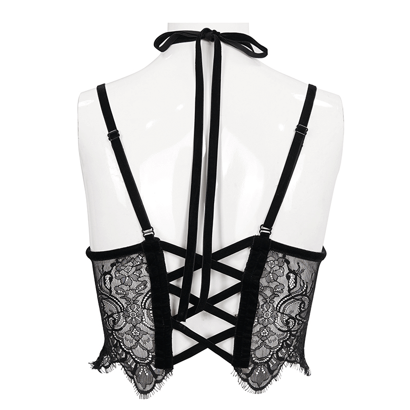 Women's Lace Velvet Bra: Sexy Red and Black Lingerie