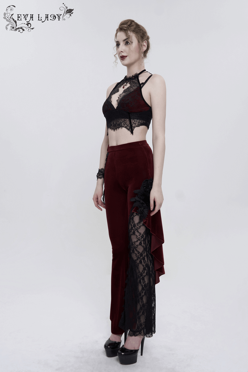 Women's Lace Velvet Bra: Sexy Red and Black Lingerie