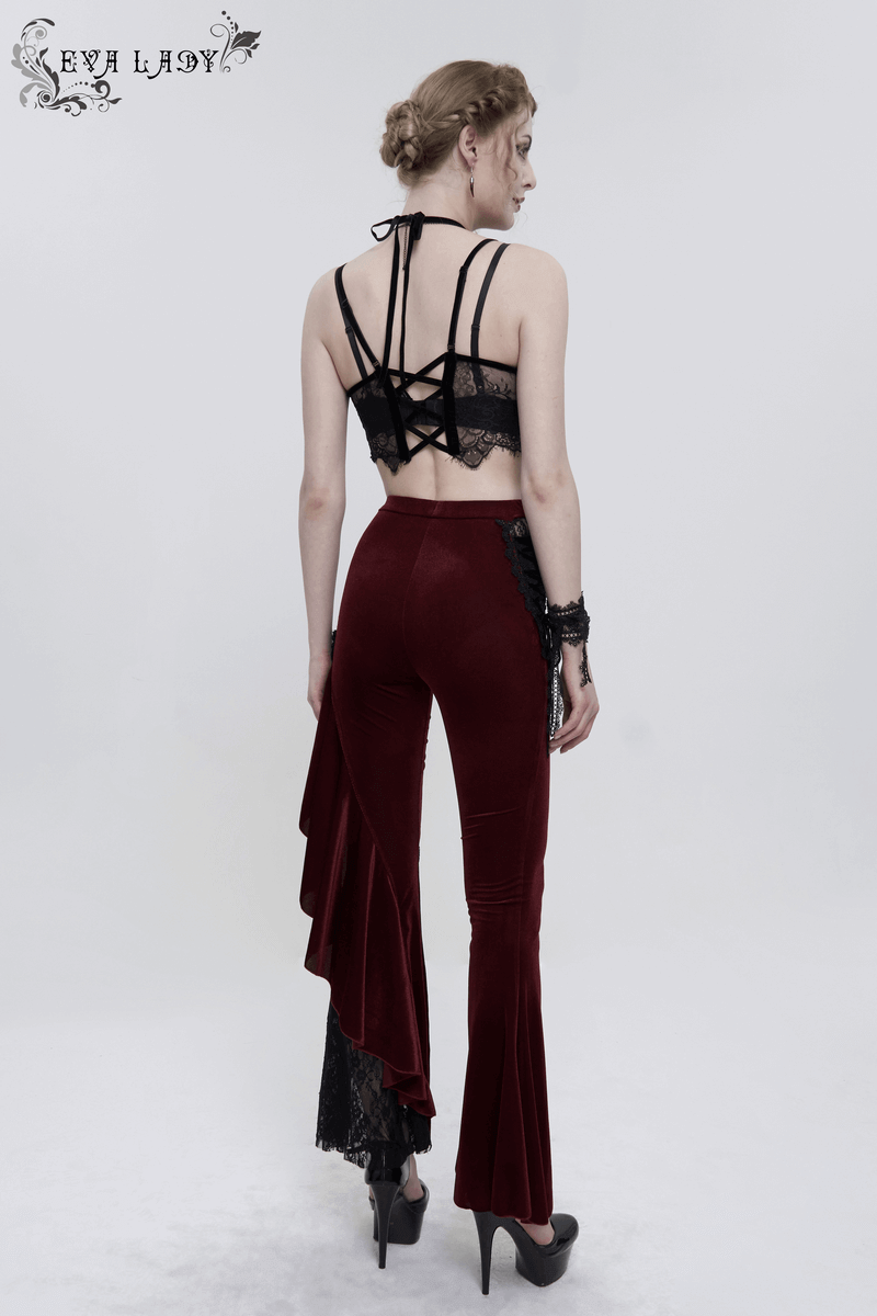 Women's Lace Velvet Bra: Sexy Red and Black Lingerie