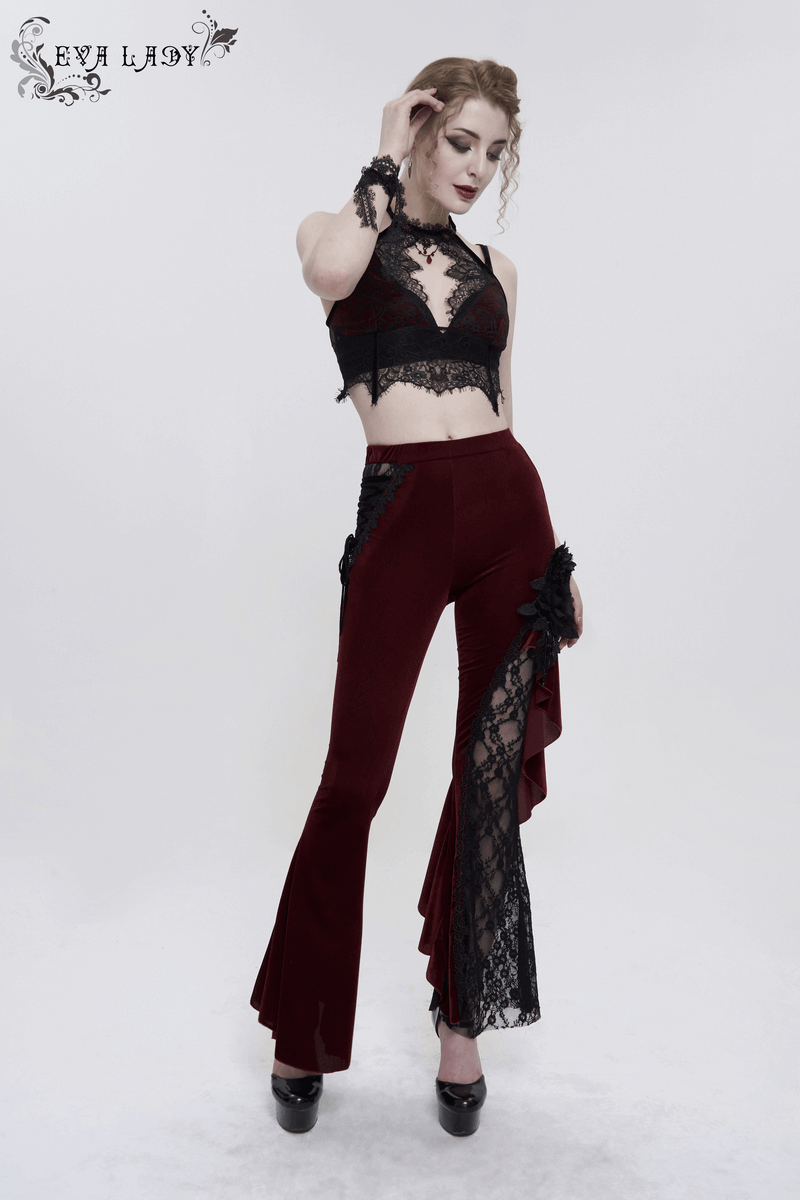 Women's Lace Velvet Bra: Sexy Red and Black Lingerie