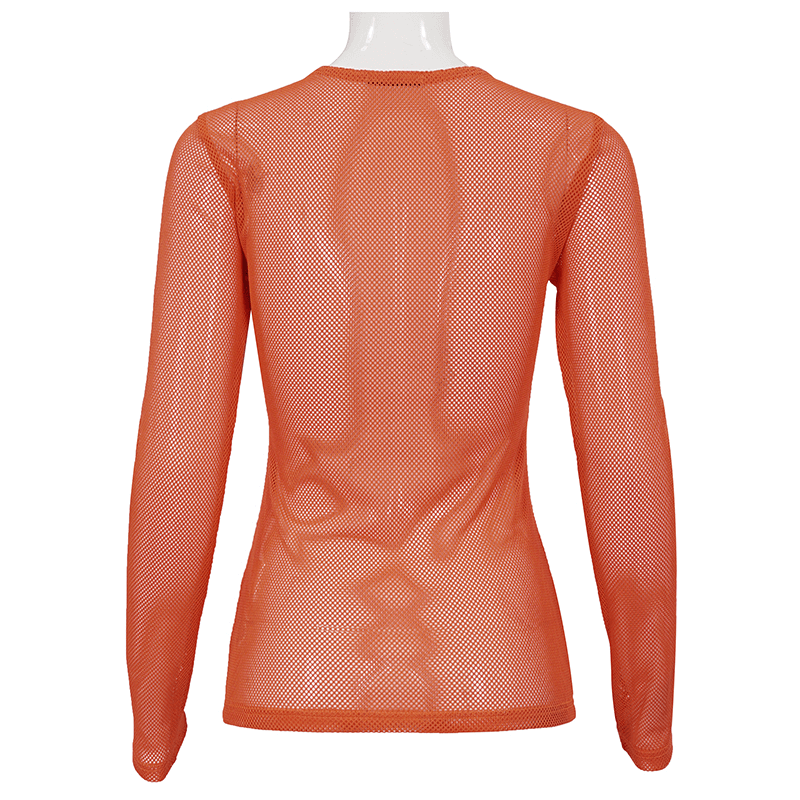 Women's Long Sleeve Mesh Top: Soft and Stretchy Transparency