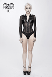 Women's Mesh Bodysuit / Black Long Sleeve Jumpsuit