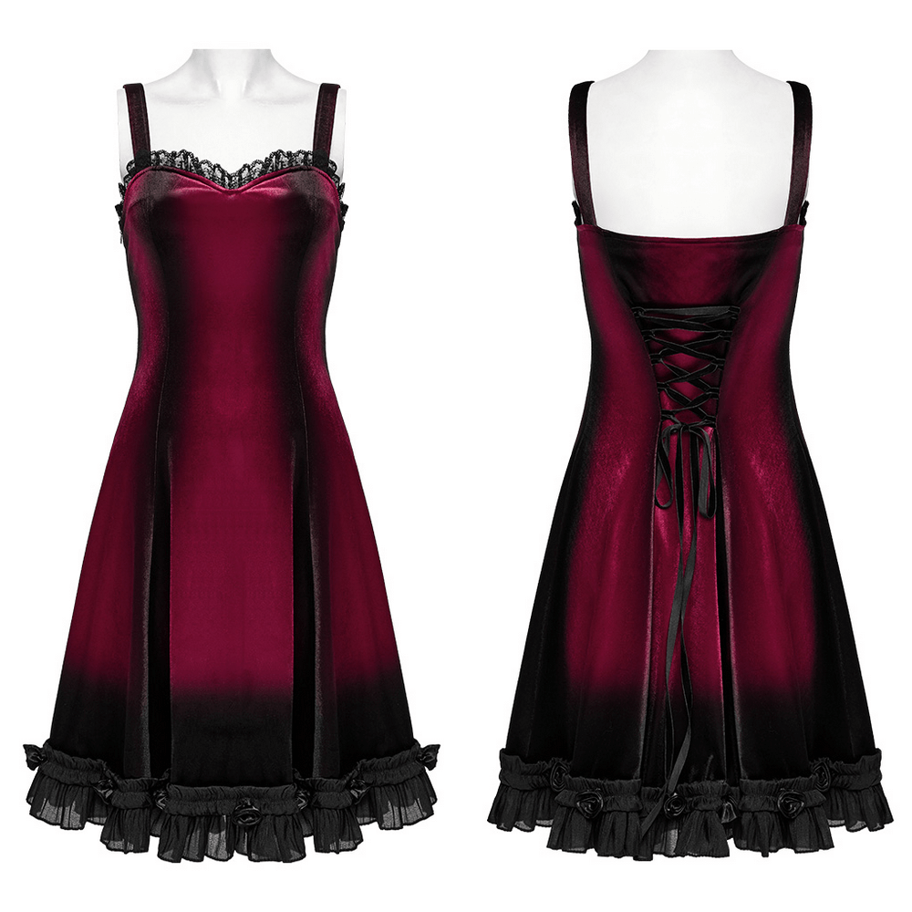 Women's Ombre Dress with Lace Details and Corset Back