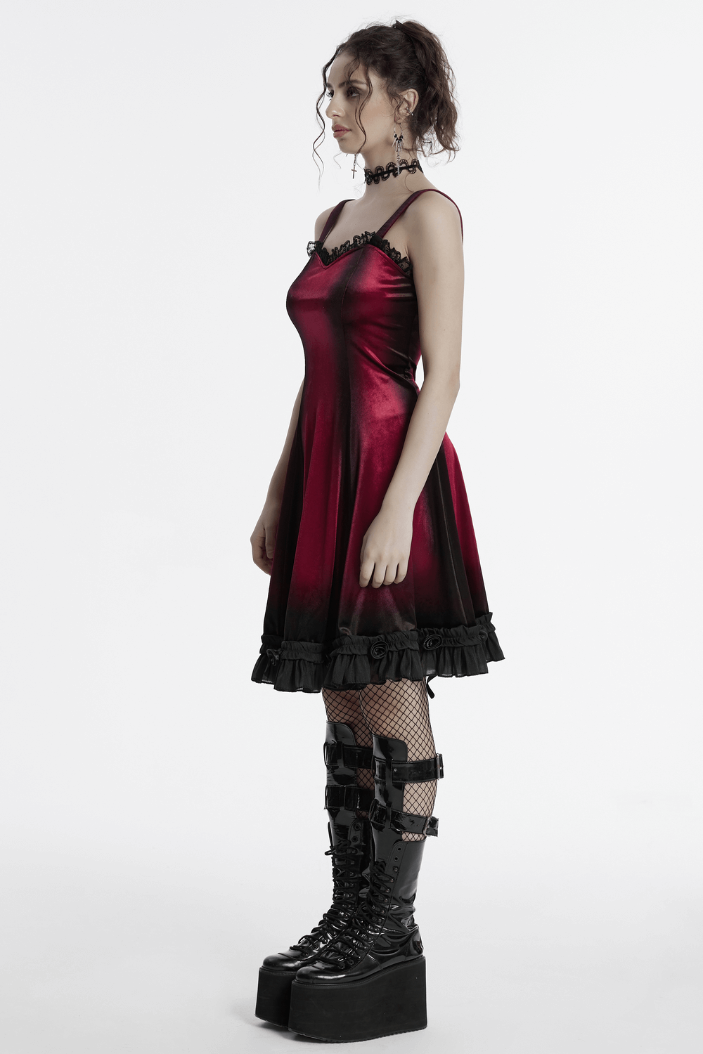 Women's Ombre Dress with Lace Details and Corset Back