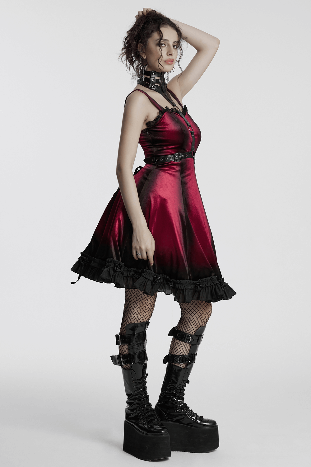Women's Ombre Dress with Lace Details and Corset Back