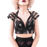 Women's PU Leather Garter Belt Chest Harness / Sexy Gothic Adjustable Bra Bondage Underwear - EVE's SECRETS
