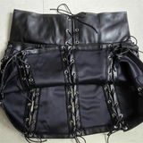 Women's PU Leather Lace-up Mini Skirt / Hollow Out Gothic Style Skirt / Female Sexy Outfits - EVE's SECRETS