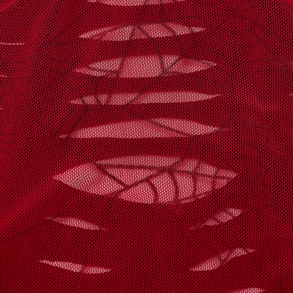 Women's Red Spider Mesh Halter Top with Hollow Design
