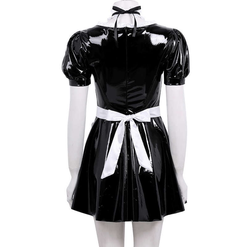 Women's Sexy Costume Maid with Ruffled Puff Sleeve / Erotic Fancy Dress with Apron - EVE's SECRETS