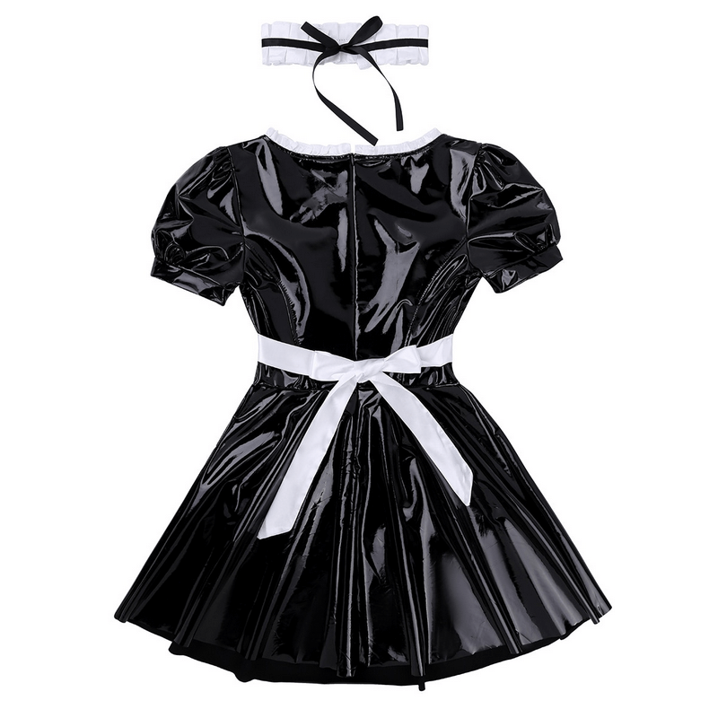 Women's Sexy Costume Maid with Ruffled Puff Sleeve / Erotic Fancy Dress with Apron - EVE's SECRETS